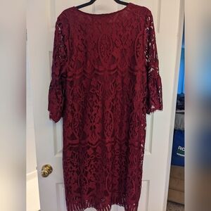Burgundy Red Lace Dress Lined and NWT Size 1XWP